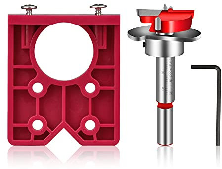 Hakkin Hinge Jig 35mm Door Hinge Jig Drill Guide Concealed hinge jig with Forstner Bit Sets Positioner for Cabinet Hinge Wood Furniture Door Hinge Installation