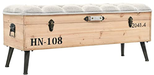 Gecheer Tannenholz Massiv Sitzbank mit Stauraum Sitztruhe Truhenbank Bank Polsterbank Flurbank Aufbewahrungsbox Aufbewahrungsbank 110 x 40 x 50 cm (B x T x H) Mit Einer gepolsterten Sitzfläche