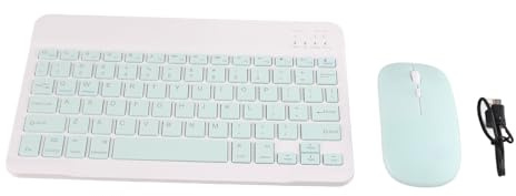 Yoidesu Combo de Teclado Y Mouse Bluetooth Recargable, Teclado Inalámbrico Ultrafino de 10 Pulgadas con Mouse dpi para Android Tablet Teléfono Celular (Verde)