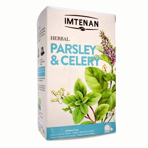 Imtenan Natural Drink Herbal Parsley And Celery Herbal Tea Bags Herbals Herbs Herb Non Gmo No Additives No Artificial Coloring Kosher Halal (18 Bag) امتنان شاى البقدونس و الكرفس حلال