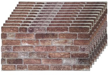 IZODEKOR Brick Effect Polystyrene Wall Panels, Brick Slips Facing Stone Look for Kitchen, Bathroom, Balcony, Bedroom, Living Room, Kitchen Back Wall and Patio, Old Castle (10 x Panels)