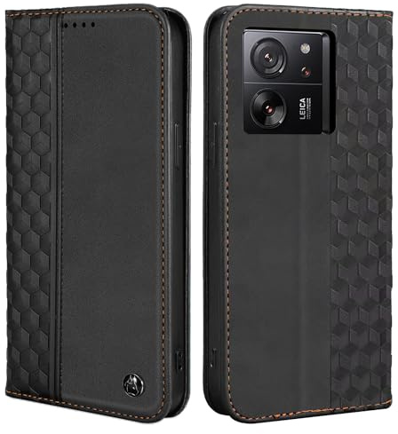 CXTcase Schutzhülle für Xiaomi 13T/Xiaomi 13T Pro, Schutzhülle aus PU-Leder, Magnetverschluss, Flip Case für Xiaomi 13T/Xiaomi 13T Pro, Schwarz