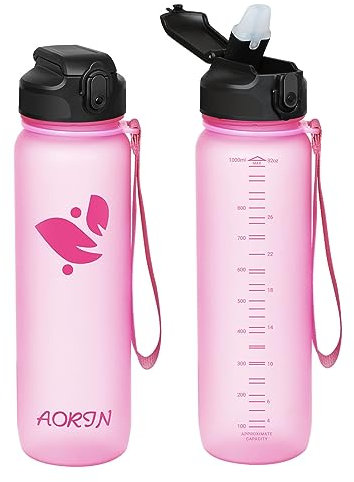 AORIN Trinkflasche mit Strohhalm, 750ml Trinkflasche Kinder BPA Frei, Tritan Auslaufsicher Wasserflasche, Geeignet für Sport, Fitness, Laufen, Yoga, Fahrrad, Outdoor