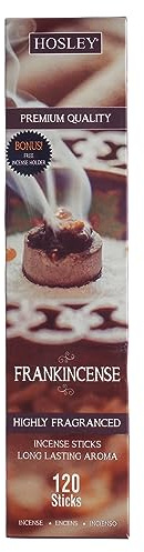 Hosley 120 Pack Incense Sticks – Frankincense – Perfect for Home, Wedding, Spa, Meditation & Aromatherapy