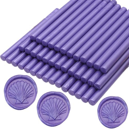 40 Pcs Glue Gun Sealing Wax Sticks for Wax Seal Stamp, Sealing Glue Gun Sealing Wax Sticks Mini Glue Stick, Great for Wedding Invitations,Christmas Gift (Pearl Purple)