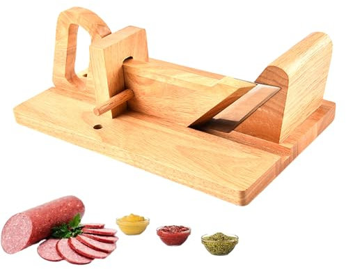 HAMIL Affettatrice per Salsicce in Legno - Affettatrice per Salsicce Rimovibile in Legno per Uso Domestico - Affettatrice Universale per Salumi, Carne, Formaggi, Affettatrice Manuale per Salsicce