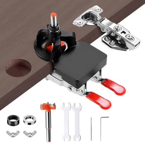 35mm Scharnier Bohrschablone,Metall Topfscharnier Schablone mit Schnellspanner,Genaue Verriegelung Kabinett Scharnier Jig,Topfband Bohrschablone für die Holzbearbeitung von Türen und Schränken