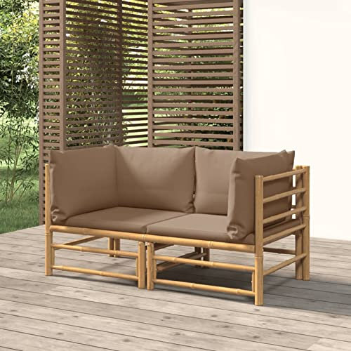 Festnight Lounge Sofa Gartensofa Ecksofa Ecklounge Bambus Balkonmöbel Klein Balkon Lounge Sofa Outdoor Garten Loungemöbel Set Sitzgruppe Gartenmöbel Loungesofa Balkonlounge Balkonsofa