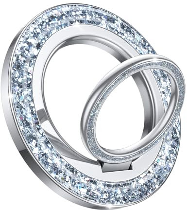 Lamicall Bling Magnetic Phone Ring Holder for MagSafe - [2025 Glitter Twinkle Ring] 360 Rotating Magnet Phone Grip Stand for iPhone 17 16 15 14 13 Pro/Pro Max/Plus/Air, Other with Metal Ring - Silver