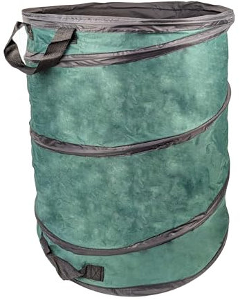 Garden Waste Bag Heavy Duty Garden Bin Pop Up Bag In Green With Handles - Reusable Waste Weeds, Leaves Bin Bag - 100% HD Nylon - 170L Large Waste Sack