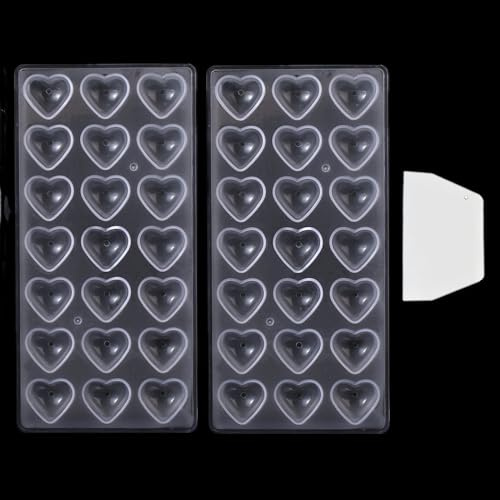 Binwat Lot de 2 moules à chocolats en polycarbonate et polycarbonate (forme de cœur, 2 pièces)