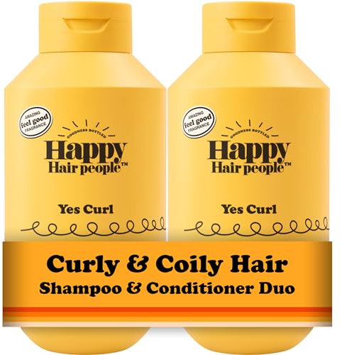 Happy Hair People Yes Curl Shampoo & Conditioner Set (2 x 355ml) for Moisturing Curly Hair, Defining Curls & Coils, Detangling - Vegan, Sulphate-Free - Mood-Boosting Orange Fragrance