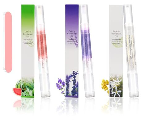 Penna per olio per cuticole, 3 PZ Nutrition Oil Pen, olio per cuticole per unghie con ingredienti naturali, cuticola per olio per unghie per la riparazione di unghie screpolate e secche