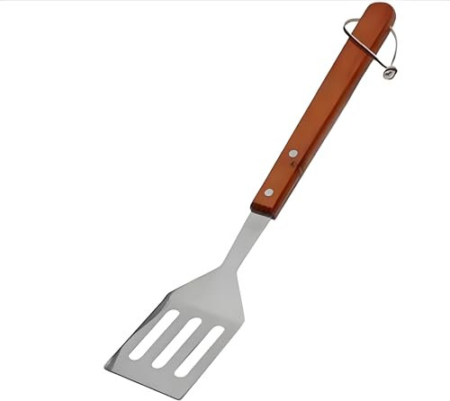 Paletta per Barbecue in Acciaio Inox con Manico in Legno Rivettato - Accessori Barbecue da 40 cm, Attrezzi Professionali per Griglia.