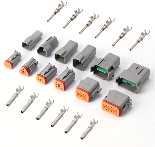 JYCONNECTS DT - Set di connettori tedeschi per auto, 2, 3, 4, 6, 8, 12 poli, connettore elettrico impermeabile per auto, moto e barca