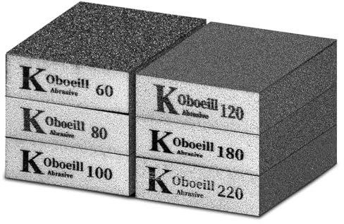 Alethron Schleifschwamm, 6 PCS Schleifblock 60/80/100/120/180/220 Körnung 6 Verschiedene Spezifikationen Schleifschwämme Wiederverwendbar Schleifklotz Set Schleifpad zum Schleifen Holz Polieren Metall
