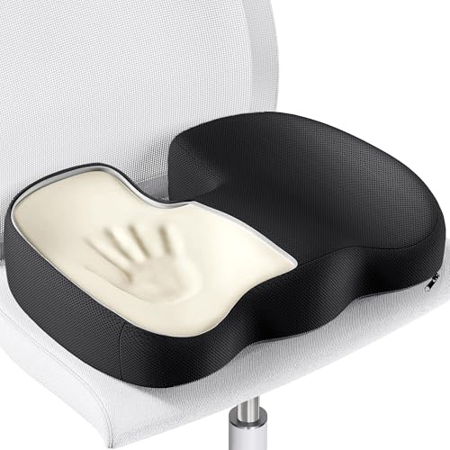 POOTACK Cojín ortopédico para oficina – Almohada ergonómica de espuma viscoelástica para coxis para dolor de espalda, coxis, hemorroides y comodidad de asiento