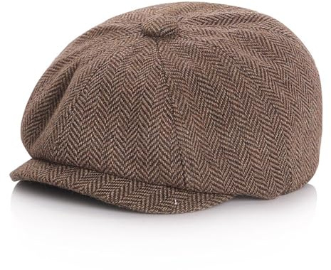 Yuyeran Parent-Child Beret Cap Tweed Flat Cap Octagonal Newsboy Gatsby Peaked Cap, Unisex (US, Alpha, Small, Medium, Coffee)