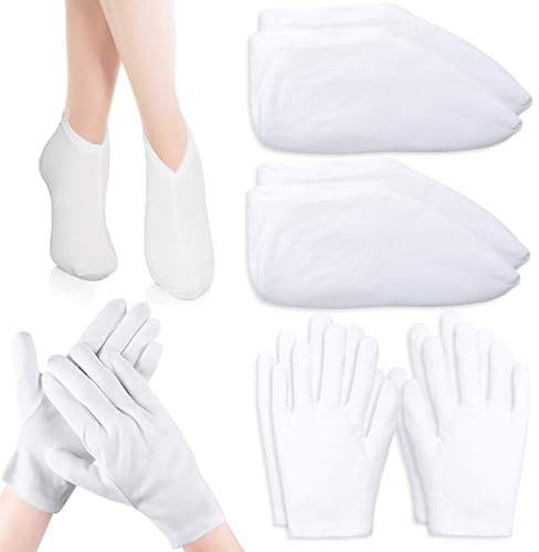Moisturising Socks Gloves Set, Cotton Gloves for Dry Hands
