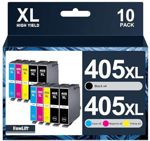 NewLift Compatible with 405XL Multipack Druckerpatronen für Epson Pro WF-4820 Patronen WF-4830DTWF WF-3820DWF WF-3825DWF (10er-Pack)