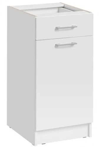 Cuisineandcie - Meuble Bas de Cuisine Eco Blanc 1 Porte 1 tiroir L 40 cm
