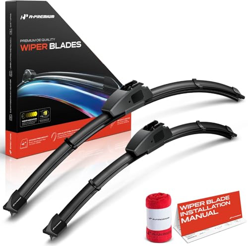 A-Premium 24+17 Windshield Wiper Blades Compatible with Honda Accord 2023-2024 - Hook Connector, with Wear Indicator & Towel, with Wear Indicator & Towel, Left and Right (Pack of 2) - Pack of 2