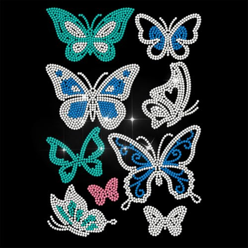 ANATTASOUL Bügeleisen Auf Strass Transfer Aufkleber 29.7×21 CM Kristall Bügelaufkleber Schmetterling Hotfix Bling Strass Patch Für Kleidung Hut Tragetasche DIY Kunsthandwerk Geschenke Festival