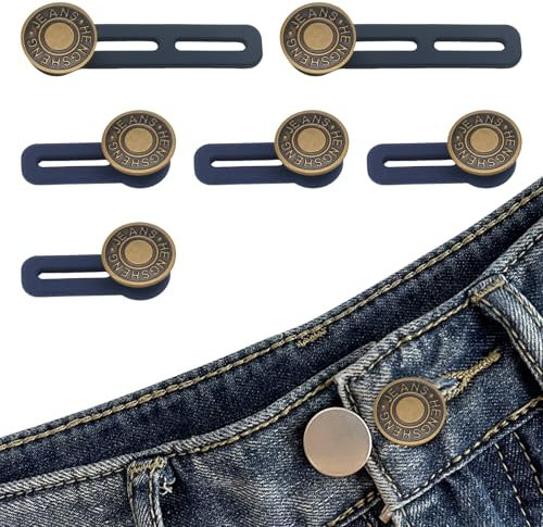 6 Stück Hosenbund-Erweiterung,Hosenknopf-Verlängerung,Elastische Metall-Knopfverlängerung für Hosen, Hosenbund-Verlängerung, Hosenknopf-Verlängerung Bunddehner,für Umstandsmode Jeans Hemd Hosen Kleid