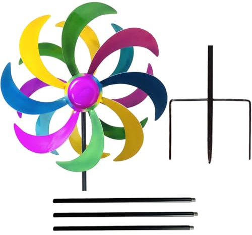 FUTUREORYY Moulin à Vent Coloré pour Jardin Décoratif Extérieur Garçon Fille Arc-Ciel Décoration Festive et Ludique pour Cour et Fête