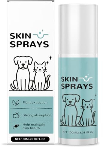 AmiCera Itchy Dog Skin Relief Spray - Fast-Acting Pet Itch Treatment for Dogs & Cats Skin Ears, Soothes Allergies Bites Wounds Redness Dryness, Natural Plant Extract, Portable Skin Care Spray 100ml