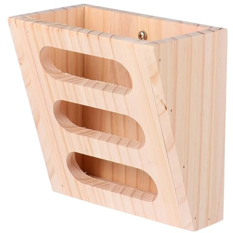POPETPOP Comedero para Conejos de Madera Beige Cuadrado Función para Aliviar el Aburrimiento y Decorar la Jaula de Mascotas