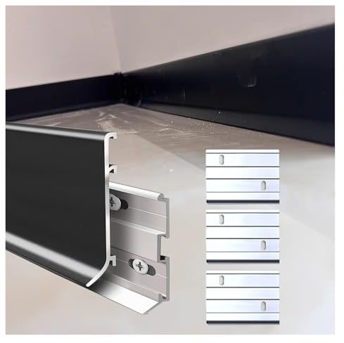 Plinthe en aluminium noir sans joint apparent - 125 cm - Protection for carrelage plat et bois - Idéale for et la salle de bain(1pcs)