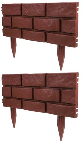ifundom Recinzione da Giardino Resistente alle Intemperie in Plastica Effetto Pietra Bordura per Aiuole e Patio Set 2 Pezzi per Cortile e Bordura Paesaggistica Decorativa