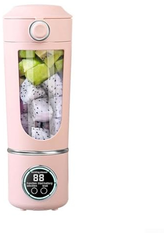 Licuadora portátil, taza de 700 ml, potente extractor de 12 cuchillas, recargable por USB-C, sistema de triple bloqueo y apagado automático, para batidos, batidos (rosa)