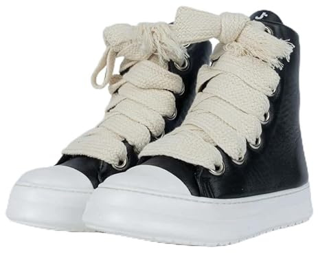 Jammers london Stivaletto Uomo Donna Pelle Nero Tore Over - Lacci Beige Contrast (Sistema Taglie Calzature EU, Adulto, Numero, Media, 38)