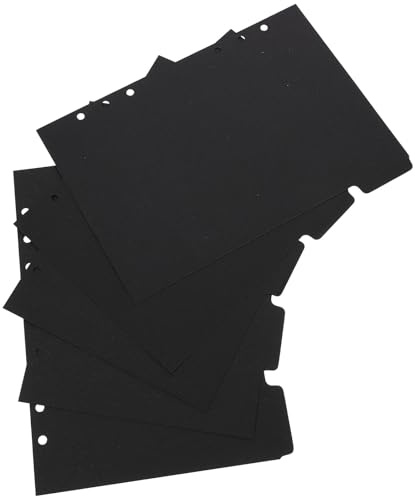 Hoement 15 Separadores de Índice para Carpeta A5, Divisores de Papel Negros Pestañas para Organización, Material de Oficina Portátil, Juego de 3 Sets (15 Piezas) para Cuadernos