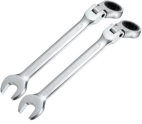 QUARKZMAN 2 Piezas Llave De Trinquete Flexible Métrica De 21mm Acero Cromo Vanadio 72 Dientes Llave Combinada Con Trinquete Para Reparación De Automóviles Motocicletas Y Máquinas