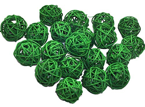 20 Stück Natur Wicker Rattan Kugeln Tischschmuck Hochzeit Party zum Aufhängen Wobble Ball Weihnachten Deko 3cm Gras-Grün
