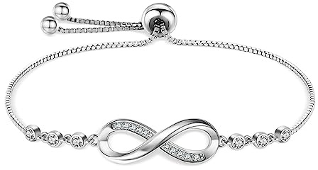 Tusuzik Geschenk für Frauen Weihnachten,Armbänder Damen 925 Sterling Silber Funkeln Kubisches Zirkonia Kuss Armband Akzent Unendlichkeit für Immer Armbänder für Damen