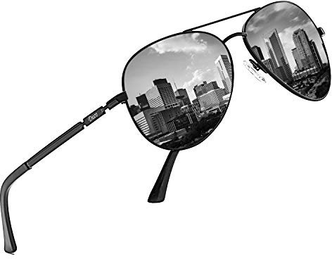 DUCO Coole Fliegerbrille Sonnenbrille Klassische Unisex Pilotenbrille UV400 Filterkategorie 3 3025K (Gestell: Schwarz, Gläser: Grau)