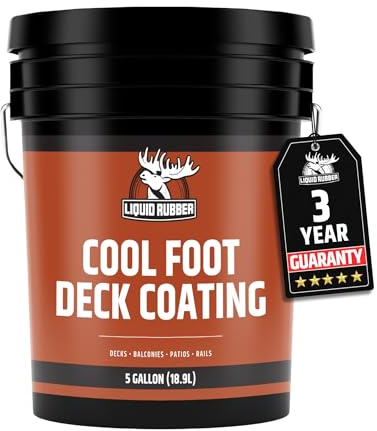 Liquid Rubber Cool Foot Deck Coating - Solar Protection Paint, Reduces Surface Temperatures by Up to 35%, Multi-Surface Cooling Decking Sealant, Waterproof, Durable Membrane, Pale Brown, 5 Gallon