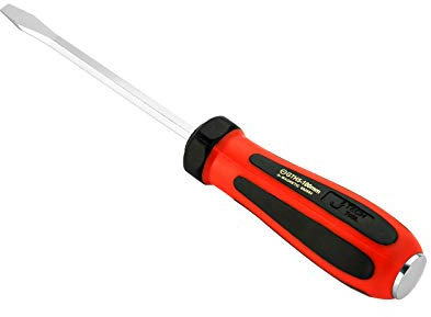 Jetech Cacciavite a taglio 5x100 mm, cacciavite a testa piatta in acciaio S2 con calotta d'impatto, punta magnetica, impugnatura ergonomica in TPR con presa morbida