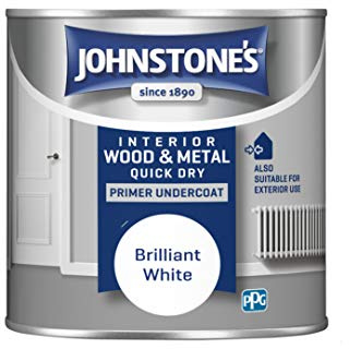 Johnstone's - Gloss Wood & Metal Primer Undercoat - Brilliant White - 250ml | High Sheen Finish, Interior & Exterior Wood & Metal, 1-2 Hour Dry Time, Low Odour, Water Based Formula, 3m2 Per Tin
