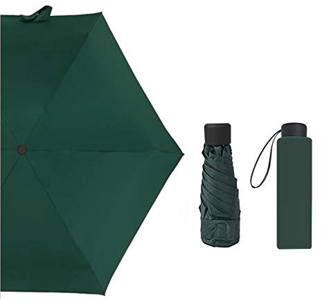 OuLi Store® Parapluie Pliant Ultra-léger 210T Mini Parapluie Caoutchouc Pliante Parapluie Ensoleillé Parapluies de Voyage (Vert)