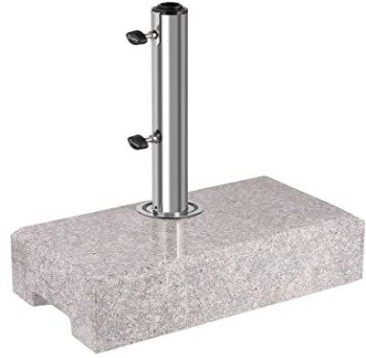 Sekey Granit Sonnenschirmständer mit Edelstahlrohr, Hochwertiger halb-Sockel, für Schirmstöcke bis 22-38 mm, Balkonschirmständer 25KG Grau