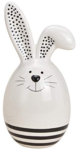 matrasa Osterhase in Ei Form 10x20cm Schwarz Weiss - Dekohase Osterdeko Dekoration Ostern Schwarze Punkte