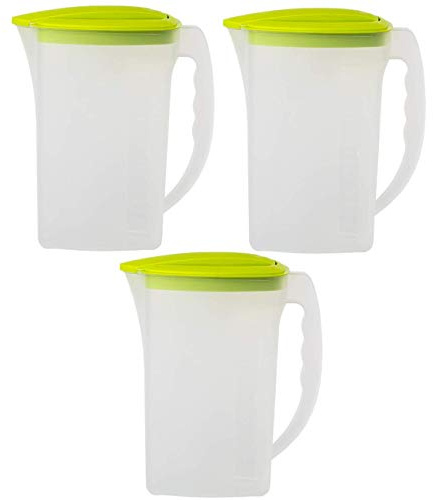 3x Saft Wasser Eistee Kanne Behälter Kühlschrankkrug Multifunktionsbox mit Deckel 2L Kunststoff