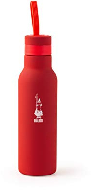 Bialetti To Go Bottiglia Termica, con Doppia Parete, Mantiene Il Caldo per 12 h e Il Freddo per 24 h, Acciaio, capacità 500 ml, Rosso