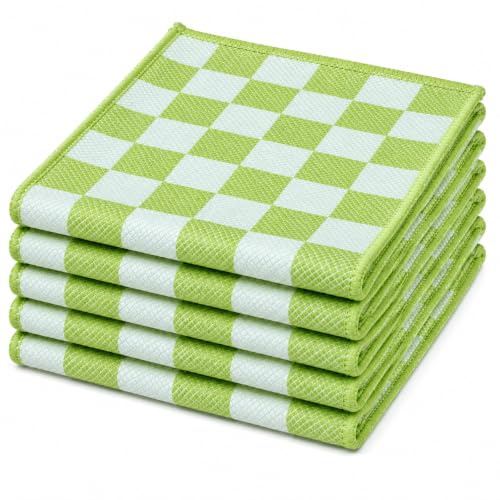 Aqua Clean KOI Hochglanz-Poliertücher 6er Set – Mikrofasertücher 40x40 cm, streifenfrei für Glas, Ceran & Hochglanzflächen (Grün)