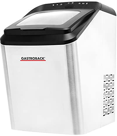 GASTROBACK 41143 Bartender Pro Eiswürfelbereiter, 9 Eiswürfel pro Zyklus (7-15 Min), 2,8 Liter Wassertank, leiser FCKW-freier Hochleistungskompressor Schwarz, Silber